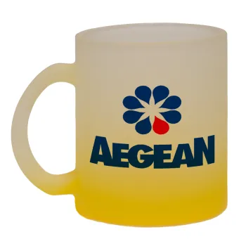 Πρατήριο καυσίμων AEGEAN, Κούπα γυάλινη δίχρωμη με βάση το κίτρινο ματ, 330ml