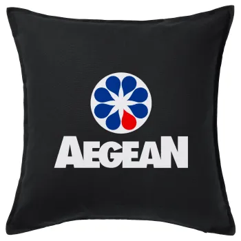 Πρατήριο καυσίμων AEGEAN, Μαξιλάρι καναπέ Μαύρο 100% βαμβάκι, περιέχεται το γέμισμα (50x50cm)