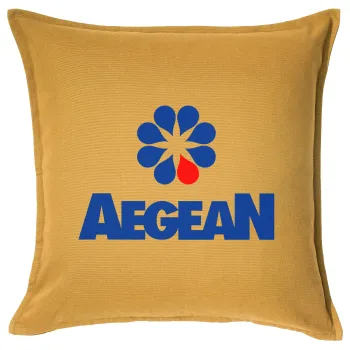 Πρατήριο καυσίμων AEGEAN, Μαξιλάρι καναπέ Κίτρινο 100% βαμβάκι, περιέχεται το γέμισμα (50x50cm)