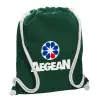 Τσάντα πλάτης πουγκί GYMBAG BOTTLE GREEN, με τσέπη (40x48cm) & χονδρά λευκά κορδόνια