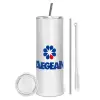 Tumbler stainless steel 600ml, with metal straw & cleaning brush