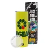 Neon Yellow Travel Tumbler, with metal straw (Stainless steel 304 Food grade, BPA free, 600ml)