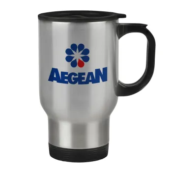 Πρατήριο καυσίμων AEGEAN, Κούπα ταξιδιού ανοξείδωτη με καπάκι, διπλού τοιχώματος (θερμό) 450ml