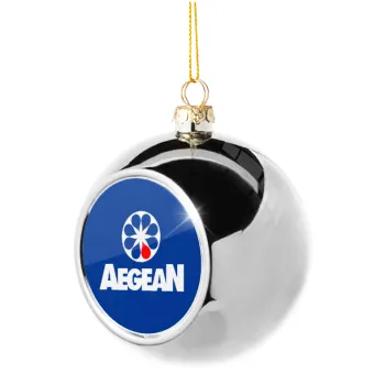 Πρατήριο καυσίμων AEGEAN, Silver 8cm Christmas tree ball ornament