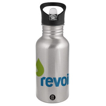 Πρατήριο καυσίμων REVOIL, Water bottle Silver with straw, stainless steel 500ml