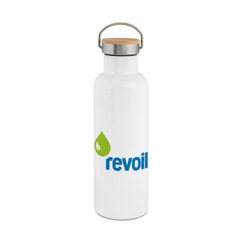 Πρατήριο καυσίμων REVOIL, Stainless steel White with wooden lid (bamboo), double wall, 750ml