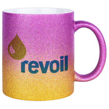 Πρατήριο καυσίμων REVOIL, Κούπα Χρυσή/Ροζ Glitter, κεραμική, 330ml