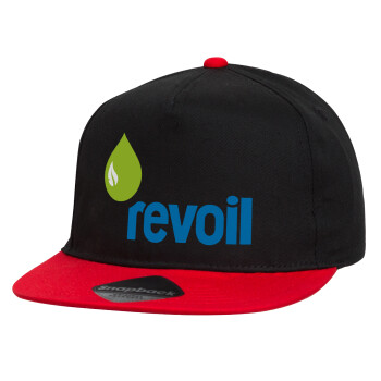 Πρατήριο καυσίμων REVOIL, Καπέλο παιδικό snapback, 100% Βαμβακερό, Μαύρο/Κόκκινο