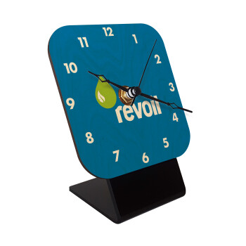 Πρατήριο καυσίμων REVOIL, Quartz Table clock in natural wood (10cm)