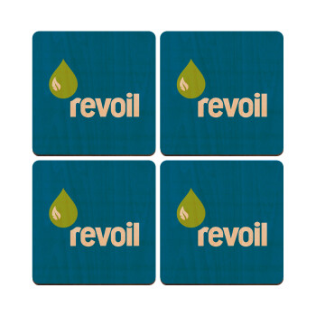 Πρατήριο καυσίμων REVOIL, ΣΕΤ x4 Σουβέρ ξύλινα τετράγωνα plywood (9cm)
