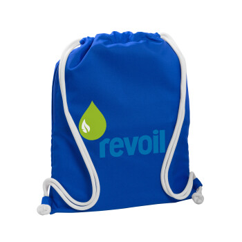 Πρατήριο καυσίμων REVOIL, Τσάντα πλάτης πουγκί GYMBAG Μπλε, με τσέπη (40x48cm) & χονδρά κορδόνια