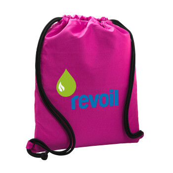 Πρατήριο καυσίμων REVOIL, Τσάντα πλάτης πουγκί GYMBAG Φούξια, με τσέπη (40x48cm) & χονδρά κορδόνια