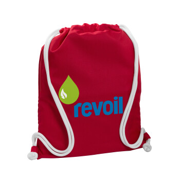 Πρατήριο καυσίμων REVOIL, Τσάντα πλάτης πουγκί GYMBAG Κόκκινη, με τσέπη (40x48cm) & χονδρά κορδόνια