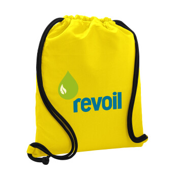 Πρατήριο καυσίμων REVOIL, Τσάντα πλάτης πουγκί GYMBAG Κίτρινη, με τσέπη (40x48cm) & χονδρά κορδόνια