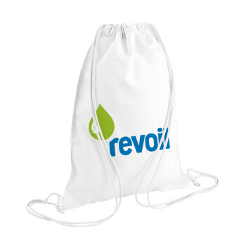 Πρατήριο καυσίμων REVOIL, Τσάντα πλάτης πουγκί GYMBAG λευκή (28x40cm)