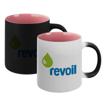 Πρατήριο καυσίμων REVOIL, Κούπα Μαγική εσωτερικό ΡΟΖ, κεραμική 330ml που αλλάζει χρώμα με το ζεστό ρόφημα (1 τεμάχιο)