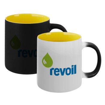 Πρατήριο καυσίμων REVOIL, Κούπα Μαγική εσωτερικό κίτρινη, κεραμική 330ml που αλλάζει χρώμα με το ζεστό ρόφημα (1 τεμάχιο)