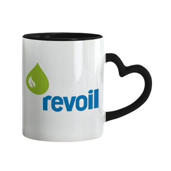 Πρατήριο καυσίμων REVOIL, Mug heart black handle, ceramic, 330ml