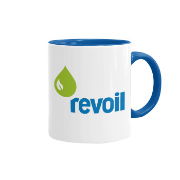 Πρατήριο καυσίμων REVOIL, Mug colored blue, ceramic, 330ml