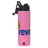 Metallic water bottle with safety lid, 850ml aluminum