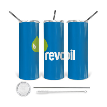 Πρατήριο καυσίμων REVOIL, 360 Eco friendly ποτήρι θερμό (tumbler) από ανοξείδωτο ατσάλι 600ml, με μεταλλικό καλαμάκι & βούρτσα καθαρισμού