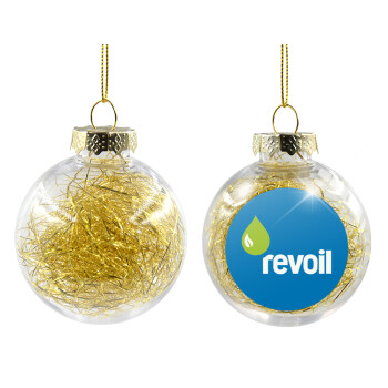 Πρατήριο καυσίμων REVOIL, Χριστουγεννιάτικη μπάλα δένδρου διάφανη με χρυσό γέμισμα 8cm