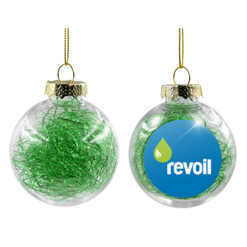 Πρατήριο καυσίμων REVOIL, Χριστουγεννιάτικη μπάλα δένδρου διάφανη με πράσινο γέμισμα 8cm
