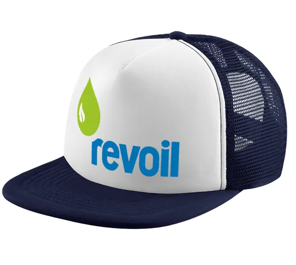 Πρατήριο καυσίμων REVOIL — Adult Soft Trucker Hat with Dark Blue/White Mesh (POLYESTER, ADULT, UNISEX, ONE SIZE)