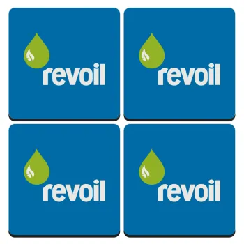 Πρατήριο καυσίμων REVOIL, ΣΕΤ 4 Σουβέρ ξύλινα τετράγωνα (9cm)