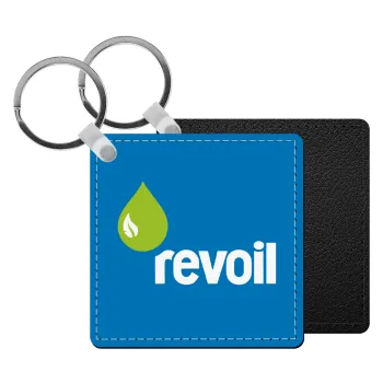 Πρατήριο καυσίμων REVOIL, Μπρελόκ Δερματίνη, τετράγωνο ΜΑΥΡΟ (5x5cm)