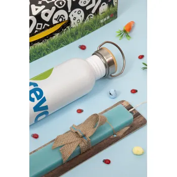 Πρατήριο καυσίμων REVOIL, Πασχαλινή Λαμπάδα με παγούρι μεταλλικό (620ml, stainless steel) & κερί αρωματικό πλακέ (30cm) (ΤΙΡΚΟΥΑΖ)