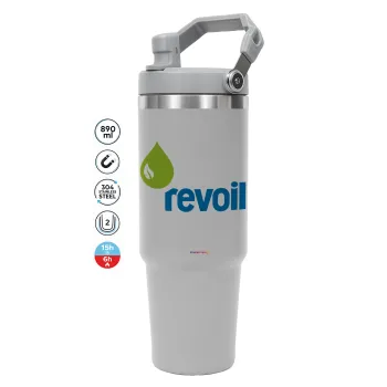 Πρατήριο καυσίμων REVOIL, GREY color, 890ml (30oz) stainless Steel Tumbler with Handle