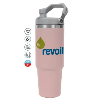 Πρατήριο καυσίμων REVOIL, Pink color, 890ml (30oz) stainless Steel Tumbler with Handle