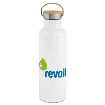 Πρατήριο καυσίμων REVOIL, Stainless steel White with wooden lid (bamboo), double wall, 750ml