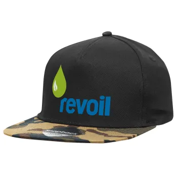 Πρατήριο καυσίμων REVOIL, Καπέλο Ενηλίκων Flat Snapback Μαύρο/Παραλλαγή, (100% ΒΑΜΒΑΚΕΡΟ TWILL, ΕΝΗΛΙΚΩΝ, UNISEX, ONE SIZE)