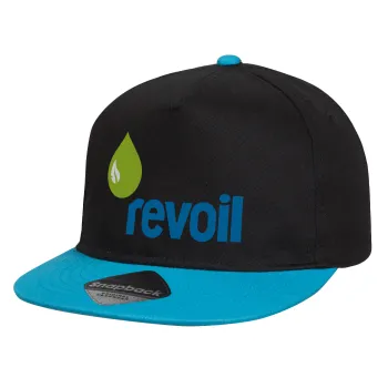 Πρατήριο καυσίμων REVOIL, Καπέλο παιδικό Flat Snapback, Μαύρο/Μπλε (100% ΒΑΜΒΑΚΕΡΟ, ΠΑΙΔΙΚΟ, UNISEX, ONE SIZE)