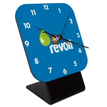 Πρατήριο καυσίμων REVOIL, Quartz Wooden table clock with hands (10cm)