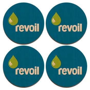 Πρατήριο καυσίμων REVOIL, ΣΕΤ x4 Σουβέρ ξύλινα στρογγυλά plywood (9cm)