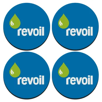 Πρατήριο καυσίμων REVOIL, ΣΕΤ 4 Σουβέρ ξύλινα στρογγυλά (9cm)