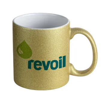 Πρατήριο καυσίμων REVOIL, Κούπα Χρυσή Glitter που γυαλίζει, κεραμική, 330ml