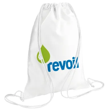 Πρατήριο καυσίμων REVOIL, Τσάντα πλάτης πουγκί GYMBAG λευκή (28x40cm)