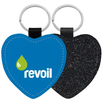 Πρατήριο καυσίμων REVOIL, Μπρελόκ PU δερμάτινο glitter καρδιά ΜΑΥΡΟ