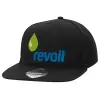 Adult Flat Snapback Hat Black, (100% COTTON TWILL, ADULT, UNISEX, ONE SIZE)
