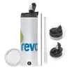 Travel Tumbler θερμό με διπλό καπάκι, μεταλλικό καλαμάκι και βούρτσα καθαρισμού (Ανωξείδωτο 304 Food grade, BPA free, 600ml)