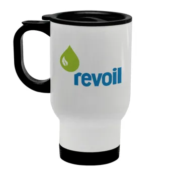 Πρατήριο καυσίμων REVOIL, Stainless steel travel mug with lid, double wall white 450ml
