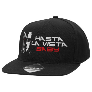 Terminator Hasta La Vista, Καπέλο Ενηλίκων Flat Snapback Μαύρο, (POLYESTER, ΕΝΗΛΙΚΩΝ, UNISEX, ONE SIZE)
