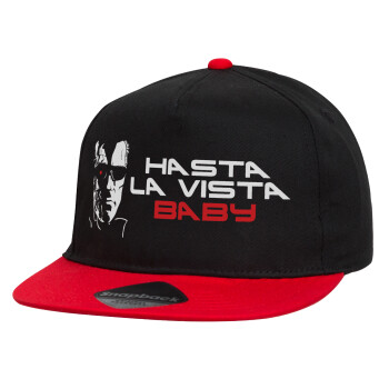 Terminator Hasta La Vista, Καπέλο παιδικό snapback, 100% Βαμβακερό, Μαύρο/Κόκκινο