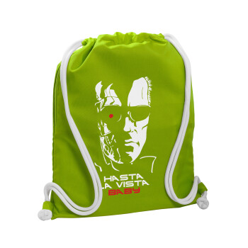 Terminator Hasta La Vista, Τσάντα πλάτης πουγκί GYMBAG LIME GREEN, με τσέπη (40x48cm) & χονδρά κορδόνια