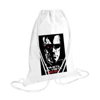 Terminator Hasta La Vista, Τσάντα πλάτης πουγκί GYMBAG λευκή (28x40cm)
