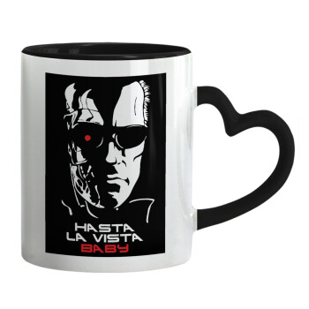 Terminator Hasta La Vista, Mug heart black handle, ceramic, 330ml